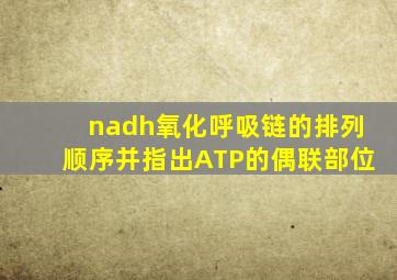 nadh氧化呼吸链的排列顺序并指出ATP的偶联部位