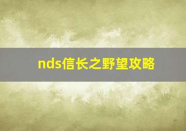 nds信长之野望攻略