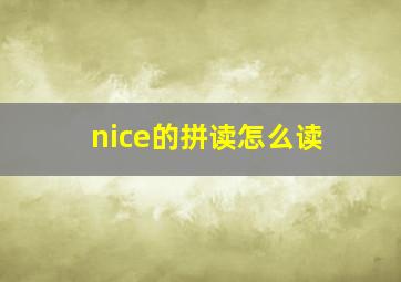 nice的拼读怎么读