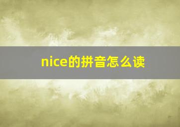 nice的拼音怎么读