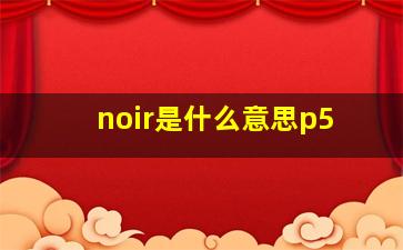 noir是什么意思p5