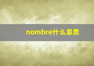 nombre什么意思