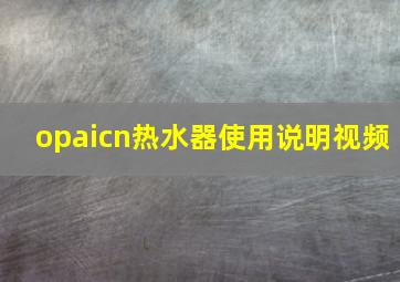 opaicn热水器使用说明视频