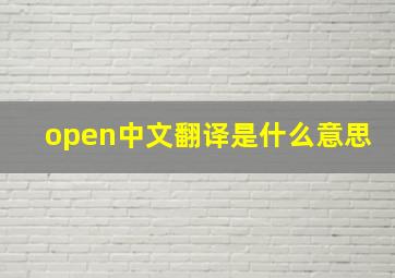 open中文翻译是什么意思