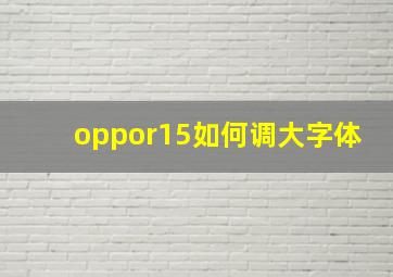 oppor15如何调大字体