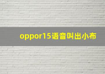 oppor15语音叫出小布