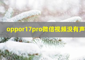 oppor17pro微信视频没有声音