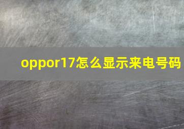 oppor17怎么显示来电号码