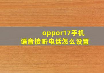 oppor17手机语音接听电话怎么设置