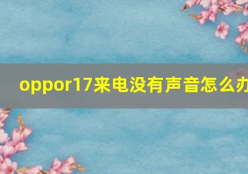 oppor17来电没有声音怎么办