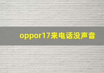 oppor17来电话没声音