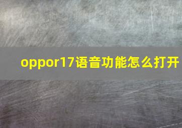 oppor17语音功能怎么打开