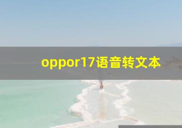 oppor17语音转文本