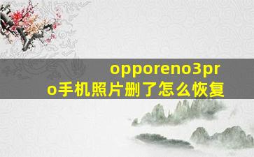 opporeno3pro手机照片删了怎么恢复