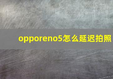 opporeno5怎么延迟拍照