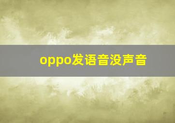 oppo发语音没声音