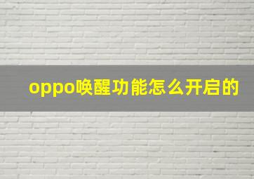 oppo唤醒功能怎么开启的