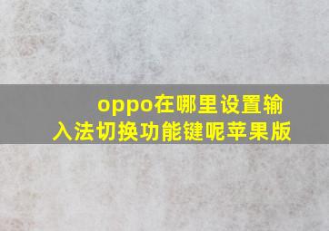 oppo在哪里设置输入法切换功能键呢苹果版