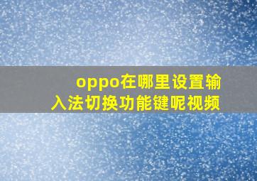 oppo在哪里设置输入法切换功能键呢视频