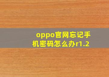 oppo官网忘记手机密码怎么办r1.2