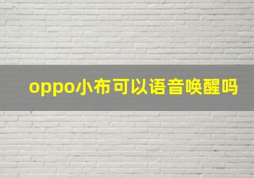 oppo小布可以语音唤醒吗