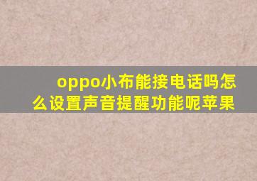 oppo小布能接电话吗怎么设置声音提醒功能呢苹果