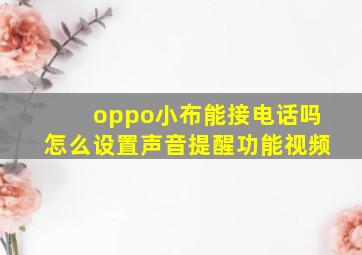 oppo小布能接电话吗怎么设置声音提醒功能视频