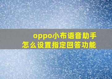 oppo小布语音助手怎么设置指定回答功能