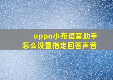 oppo小布语音助手怎么设置指定回答声音