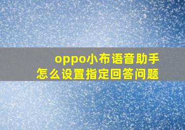 oppo小布语音助手怎么设置指定回答问题