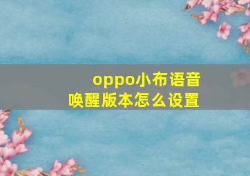 oppo小布语音唤醒版本怎么设置