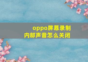 oppo屏幕录制内部声音怎么关闭