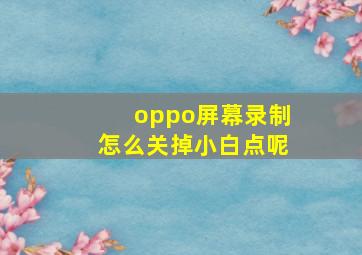 oppo屏幕录制怎么关掉小白点呢