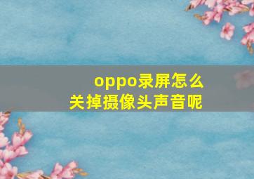 oppo录屏怎么关掉摄像头声音呢