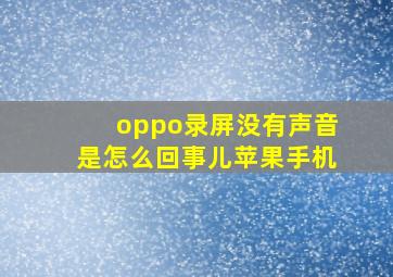 oppo录屏没有声音是怎么回事儿苹果手机