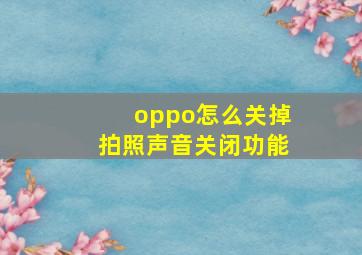 oppo怎么关掉拍照声音关闭功能