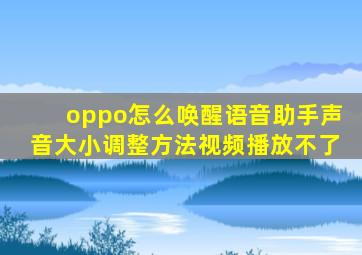 oppo怎么唤醒语音助手声音大小调整方法视频播放不了