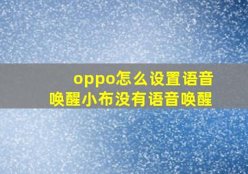 oppo怎么设置语音唤醒小布没有语音唤醒