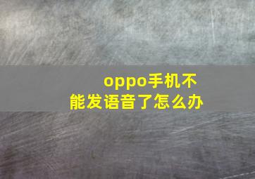 oppo手机不能发语音了怎么办