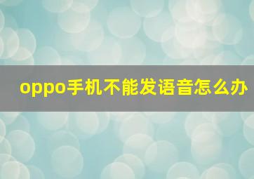 oppo手机不能发语音怎么办