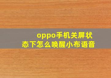 oppo手机关屏状态下怎么唤醒小布语音