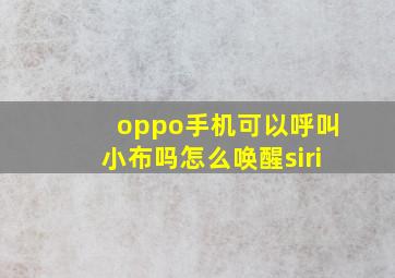 oppo手机可以呼叫小布吗怎么唤醒siri