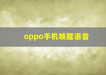 oppo手机唤醒语音