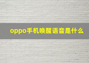 oppo手机唤醒语音是什么