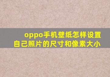 oppo手机壁纸怎样设置自己照片的尺寸和像素大小