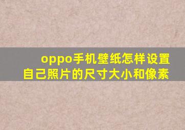 oppo手机壁纸怎样设置自己照片的尺寸大小和像素