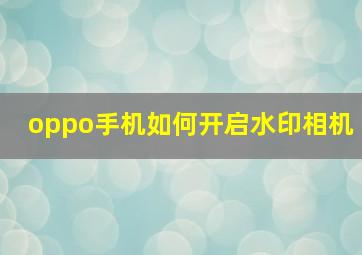 oppo手机如何开启水印相机