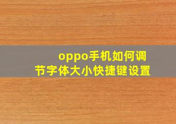 oppo手机如何调节字体大小快捷键设置