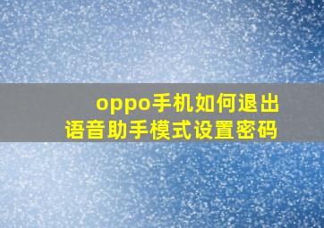 oppo手机如何退出语音助手模式设置密码