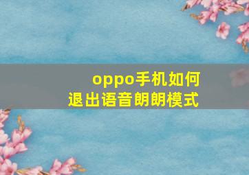 oppo手机如何退出语音朗朗模式